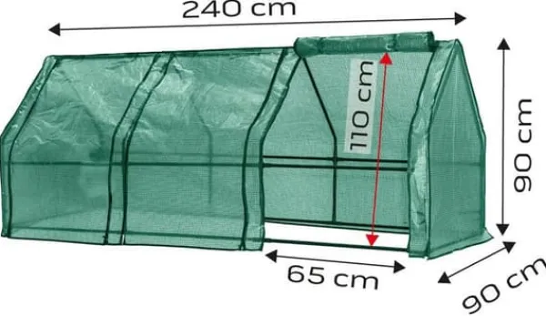 VÄXTHUS 240*90*90 CM, PE-FOLIE 135G, METALLKONSTRUKTION - T N15-912