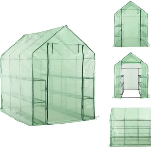 Växthus - Living Växthus med 12 hyllor stål 143x214x196 cm