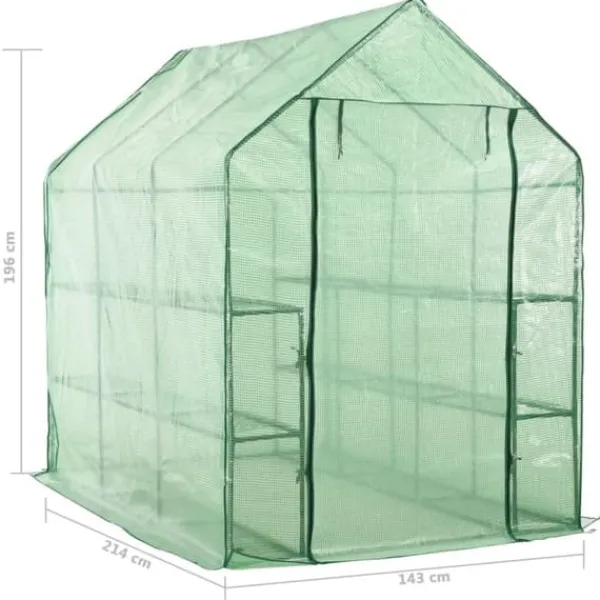 Växthus - Living Växthus med 12 hyllor stål 143x214x196 cm