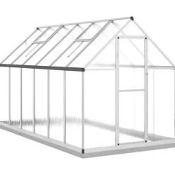 Clearance Växthus i aluminium med UV-skydd | 334x169x202 cm | Färg: Silver Växthus
