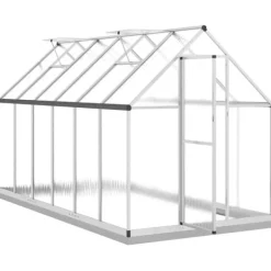 Clearance Växthus i aluminium med UV-skydd | 334x169x202 cm | Färg: Silver Växthus