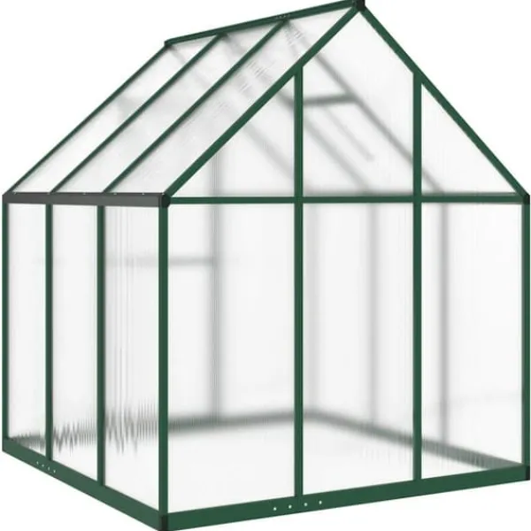 Växthus med grön aluminiumram - Skydd för växter | Storlek: 169x169x195 cm