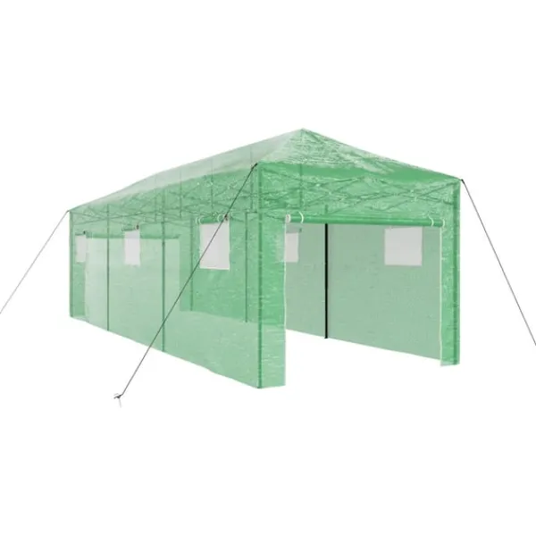 Sale Växthus med Pop-up Ram med tak Grön 290 x 870 x 315 cm Järn Växthus