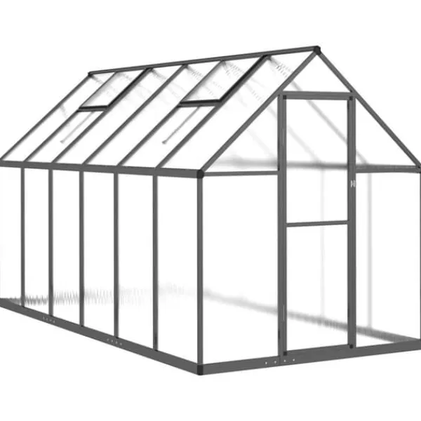 vidaXL Växthus med ram antracit 334x169x195 cm aluminium