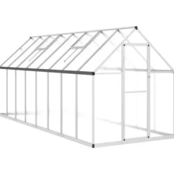 vidaXL Växthus med ram silver 445x169x195 cm aluminium