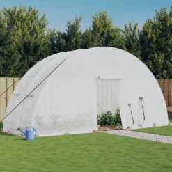 Växthus med stålram - Rymligt och robust 12 m² | Färg: Vit | Storlek: 6x2x2,85 m Växthus