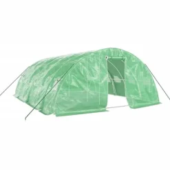 vidaXL Växthus med stålram grön 30 m² 6x5x2,3 m