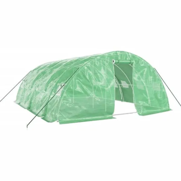 vidaXL Växthus med stålram grön 30 m² 6x5x2,3 m