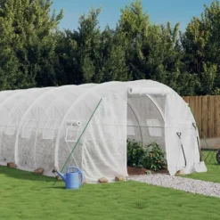 vidaXL Växthus med stålram vit 54 m² 18x3x2 m