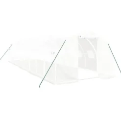 vidaXL Växthus med stålram vit 30 m² 10x3x2 m