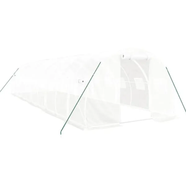 vidaXL Växthus med stålram vit 30 m² 10x3x2 m