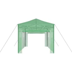 Växthus med tak i industriell stil - Stålram | Färg: Grön | Storlek: 290x430x315 cm
