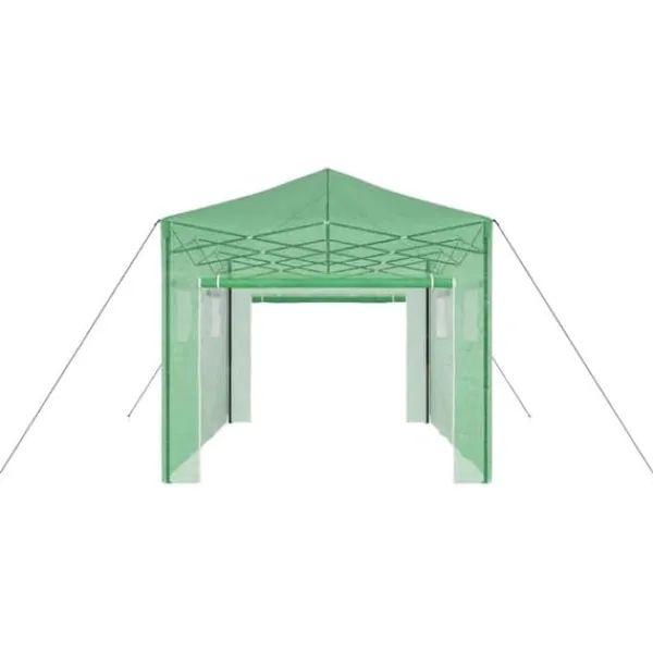 Växthus med tak i industriell stil - Stålram | Färg: Grön | Storlek: 290x430x315 cm