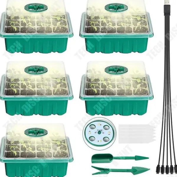 Växthus plantsats - TECH DISCOUNT - 5 delar - Flexibel silikon - 12 fack - 18x14x11 cm