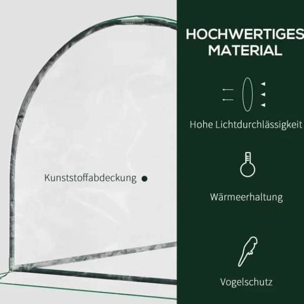 Växthus 200x100x80 cm, stål/plast, med dörr – drivbänk, grön