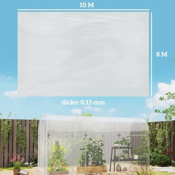 Hot Växthusfolie 8x10 m, vattentät med UV-skydd, extra tjock, transparent Växthus