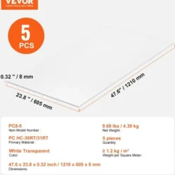 Online Växthuspaneler, Polykarbonat, 121x60,5x0,8 cm, Klar, Tak Växthus