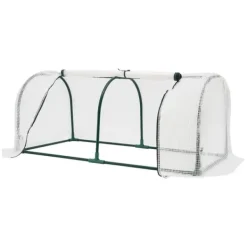 Växthustunnel - Mini växthus - 120x60x50 cm - PE-överdrag med dragkedja - Järnram - 2 kg - Beige