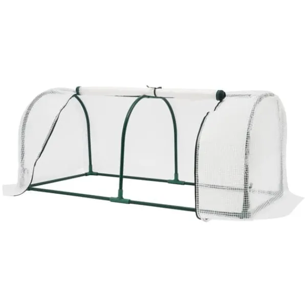 Växthustunnel - Mini växthus - 120x60x50 cm - PE-överdrag med dragkedja - Järnram - 2 kg - Beige