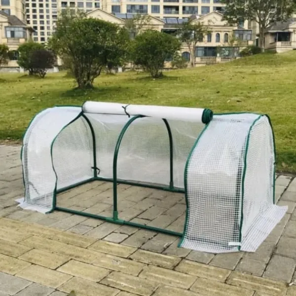 Växthustunnel - Mini växthus - 120x60x50 cm - PE-överdrag med dragkedja - Järnram - 2 kg - Beige