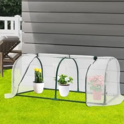 Växthustunnel - Mini växthus - 120x60x50 cm - PE-överdrag med dragkedja - Järnram - 2 kg - Beige
