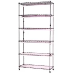 Discount Växthyllla, 6-nivåers inomhus växtställ med växtbelysning, 90x35x180 cm, metall Växtställ