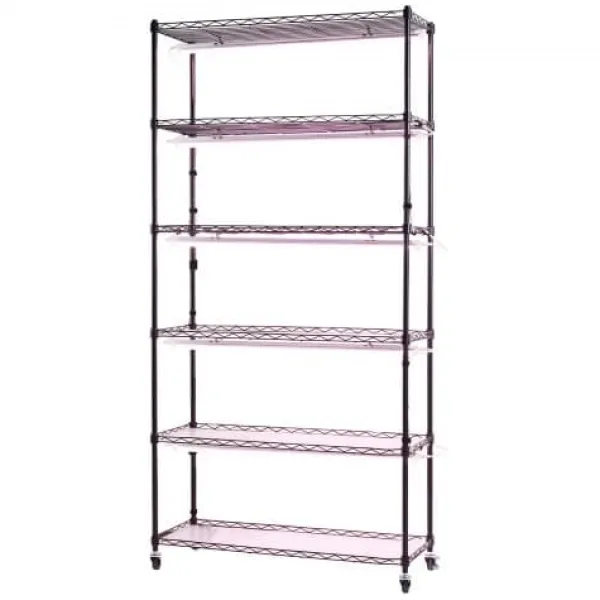 Discount Växthyllla, 6-nivåers inomhus växtställ med växtbelysning, 90x35x180 cm, metall Växtställ