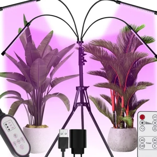 Växtlampa med Stativ / Växtbelysning - 4 LED-paneler
