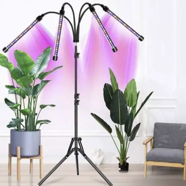 Växtlampa med Stativ / Växtbelysning - 4 LED-paneler