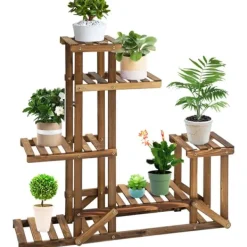 Online Växtställ - Blomhylla i trä - 6 hyllplan - 95 x 28 x 96,5 cm Växtställ