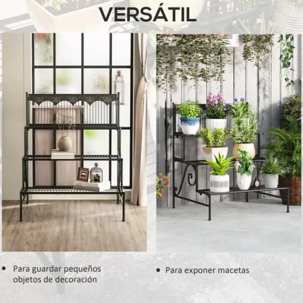 Växtställ - Hörnblomhylla - 3 Våningar - Stegformad - För Blomkrukor Inomhus - Svart Växtställ