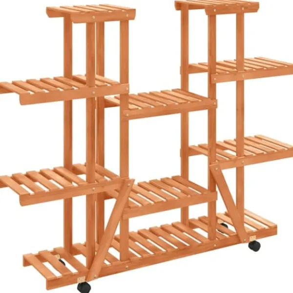 Växtställ - Living Växtställ med hjul 110x25x115 cm massiv furu