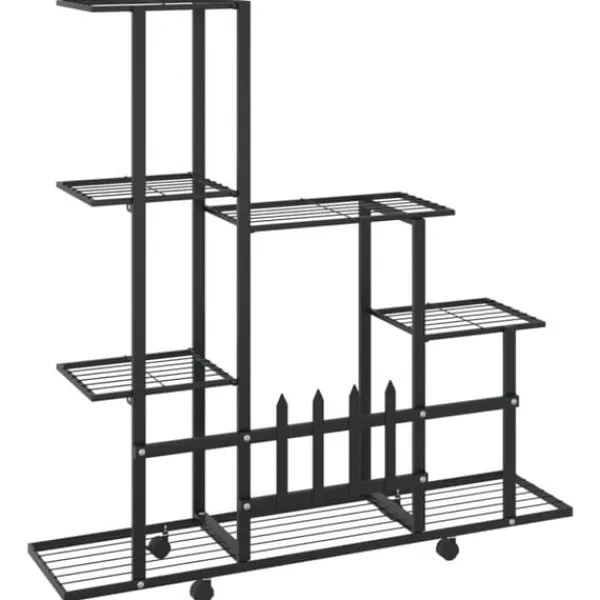 Växtställ - Living Växtställ på hjul 94,5x25x92,5 cm svart metall