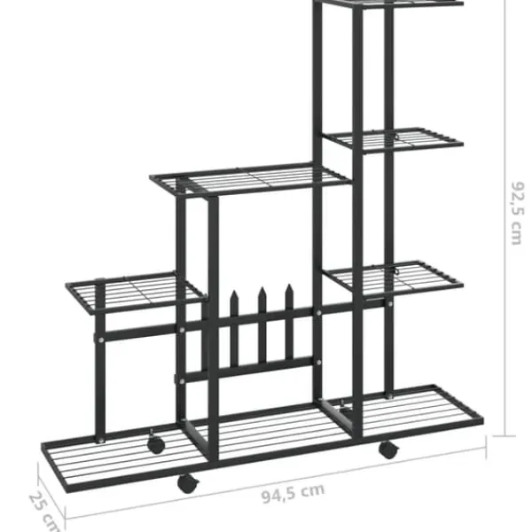 Växtställ - Living Växtställ på hjul 94,5x25x92,5 cm svart metall