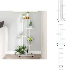 Discount Växtställ - Living Växtställ på hjul 5 hyllor 44x23x100 cm svart järn Växtställ