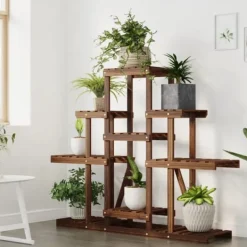 Outlet Växtställ - Living Växtställ 110x25x96 cm massivt granträ Växtställ