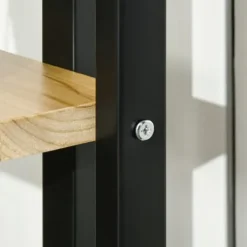 New Växtställ 4 nivåer justerbart 110 cm trä svart/natur för inne/ute Växtställ