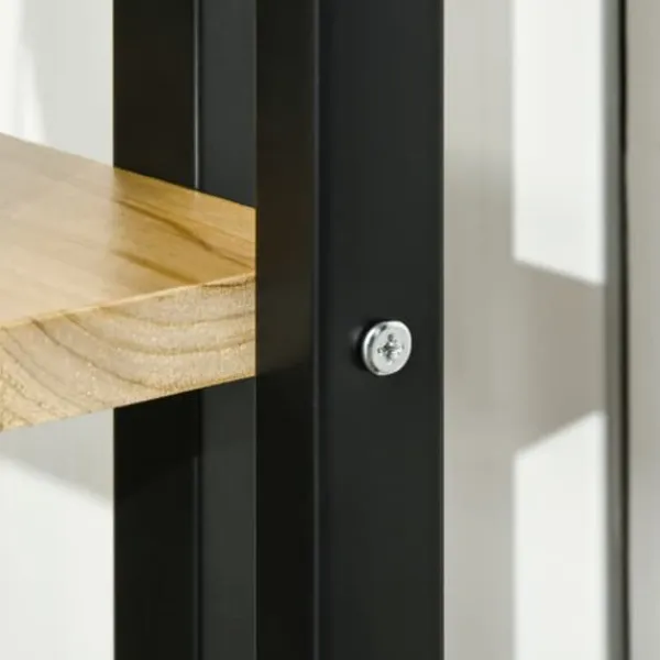 New Växtställ 4 nivåer justerbart 110 cm trä svart/natur för inne/ute Växtställ