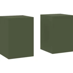 Växtställ 2 pcs Olivgrön 24 x 24 x 35 cm Stål Växtställ
