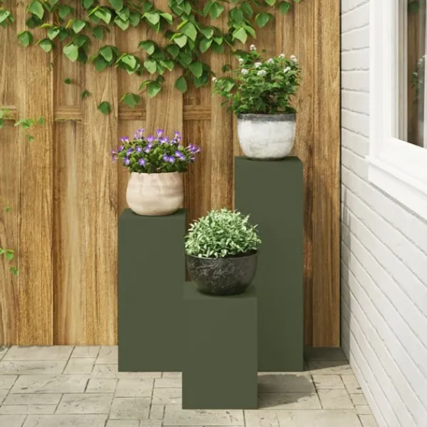 vidaXL Växtställ 3 pcs Olivgrön Stål