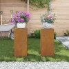 Discount Växtställ 2 pcs Rostig 24 x 24 x 55 cm Väderbeständig stål Krukor & Växtbehållare