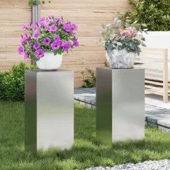 Online Växtställ 2 pcs Silver 24 x 24 x 55 cm Galvaniserat stål Växtställ