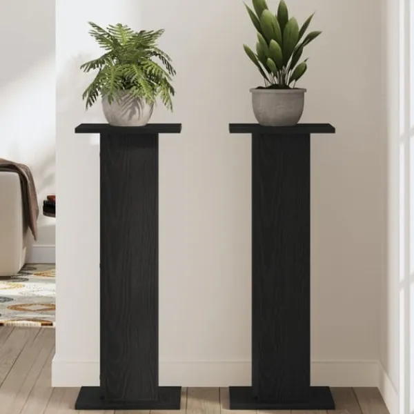 vidaXL Växtställ 2 pcs Svart Ek 30 x 30 x 80 cm Konstruerat trä