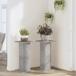 Hot Växtställ 2 st betonggrå 30x30x60 cm konstruerat trä Växtställ
