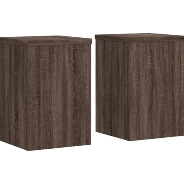 Clearance Växtställ 2 st brun ek 25x25x35 cm konstruerat trä Växtställ