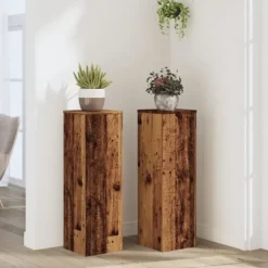 Clearance Växtställ 2 st åldrat trä 25x25x80 cm konstruerat trä Växtställ