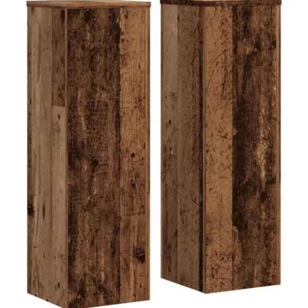 Clearance Växtställ 2 st åldrat trä 25x25x80 cm konstruerat trä Växtställ