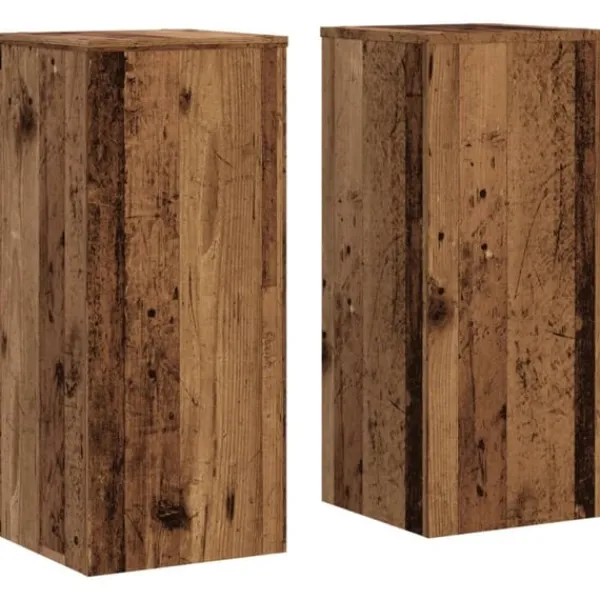 Outlet Växtställ 2 st åldrat trä 30x30x70 cm konstruerat trä Växtställ