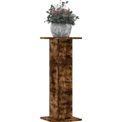 Växtställ 2 st rökfärgad ek i konstruerat trä - Stabilt och hållbart | Storlek: 30x30x80 cm