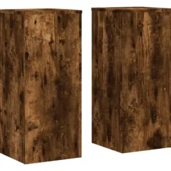 Outlet Växtställ 2 st rökfärgad ek 30x30x70 cm konstruerat trä Växtställ